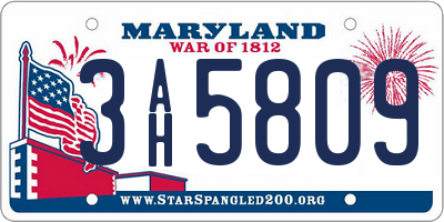 MD license plate 3AH5809