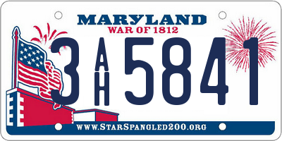 MD license plate 3AH5841