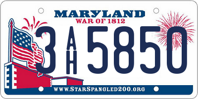 MD license plate 3AH5850