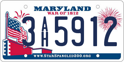 MD license plate 3AH5912