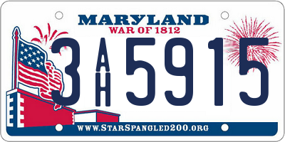 MD license plate 3AH5915