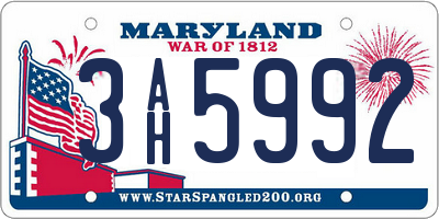MD license plate 3AH5992