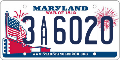 MD license plate 3AH6020