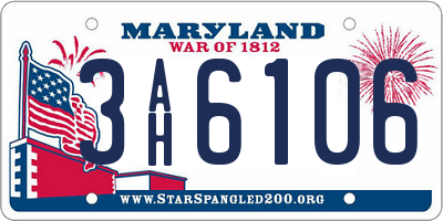 MD license plate 3AH6106