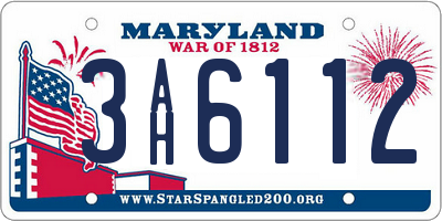 MD license plate 3AH6112
