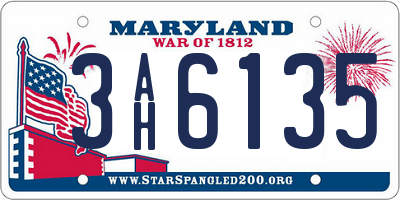 MD license plate 3AH6135