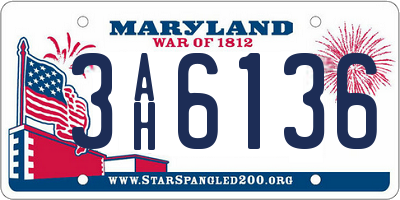 MD license plate 3AH6136