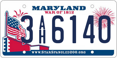 MD license plate 3AH6140