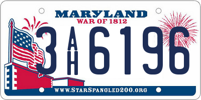 MD license plate 3AH6196