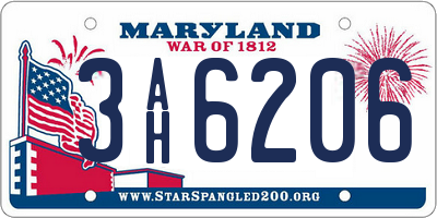 MD license plate 3AH6206
