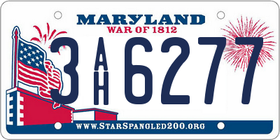 MD license plate 3AH6277