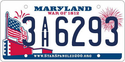 MD license plate 3AH6293