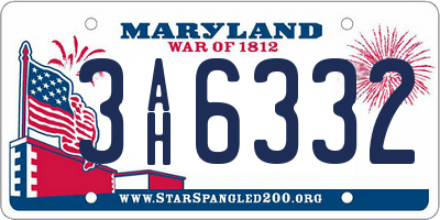 MD license plate 3AH6332