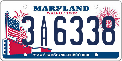 MD license plate 3AH6338