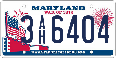 MD license plate 3AH6404