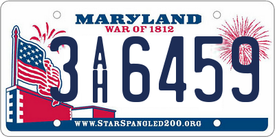 MD license plate 3AH6459