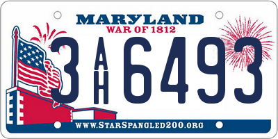 MD license plate 3AH6493