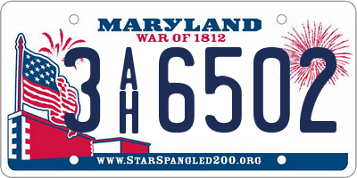 MD license plate 3AH6502