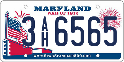 MD license plate 3AH6565