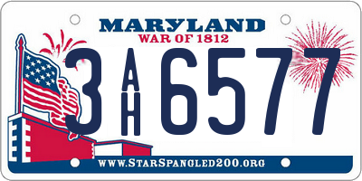 MD license plate 3AH6577