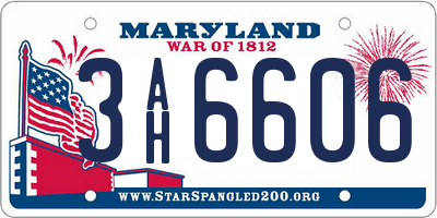 MD license plate 3AH6606