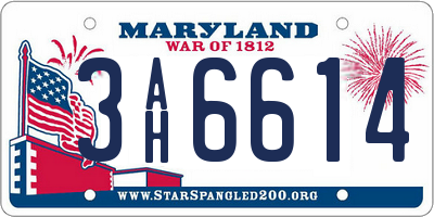 MD license plate 3AH6614