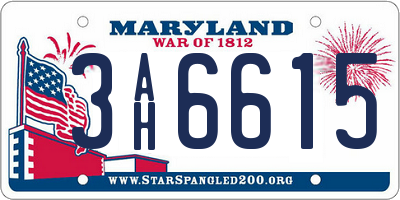 MD license plate 3AH6615