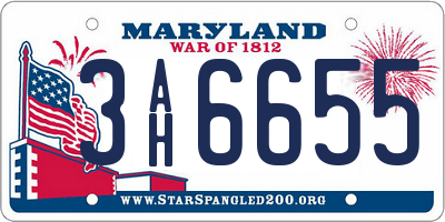 MD license plate 3AH6655