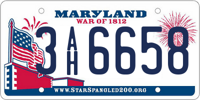 MD license plate 3AH6658