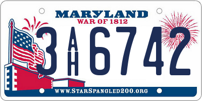 MD license plate 3AH6742