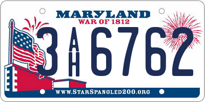 MD license plate 3AH6762