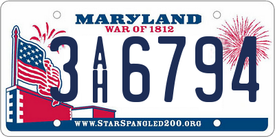 MD license plate 3AH6794