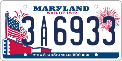 MD license plate 3AH6933