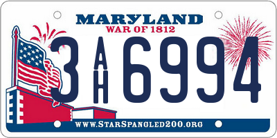 MD license plate 3AH6994