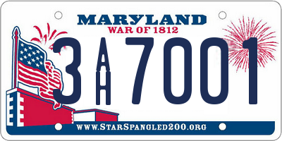 MD license plate 3AH7001