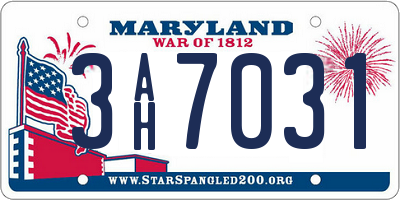 MD license plate 3AH7031