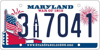 MD license plate 3AH7041