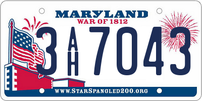 MD license plate 3AH7043