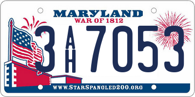 MD license plate 3AH7053