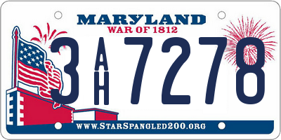MD license plate 3AH7278