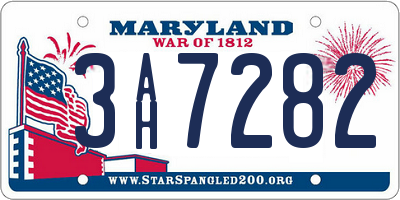 MD license plate 3AH7282