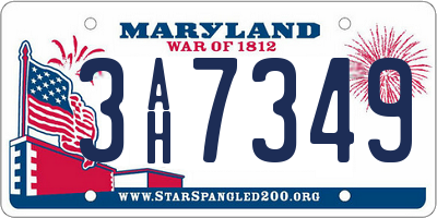 MD license plate 3AH7349