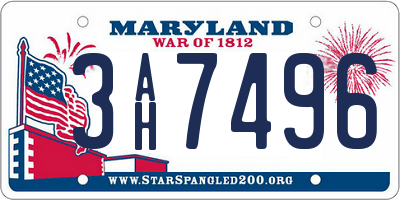 MD license plate 3AH7496