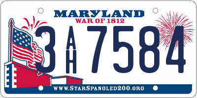 MD license plate 3AH7584