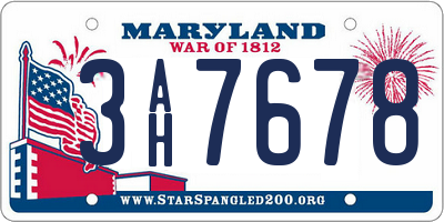 MD license plate 3AH7678