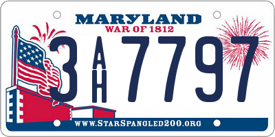 MD license plate 3AH7797