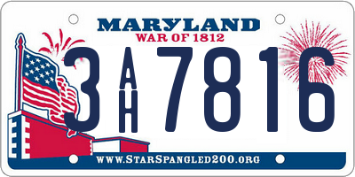 MD license plate 3AH7816