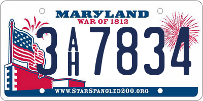 MD license plate 3AH7834