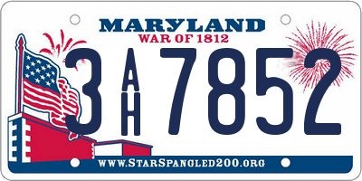 MD license plate 3AH7852
