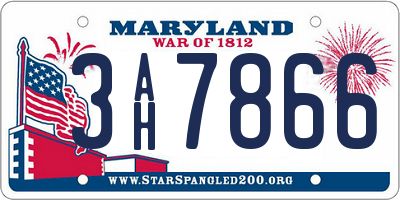 MD license plate 3AH7866
